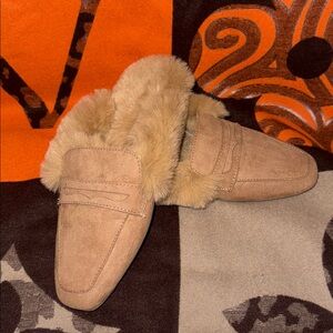 Bamboo Tan Fur-Lined Loafers